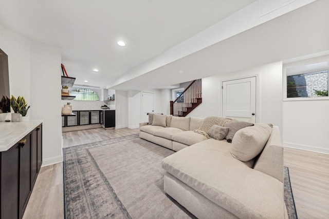 living room featuring light hardwood / wood-style floors