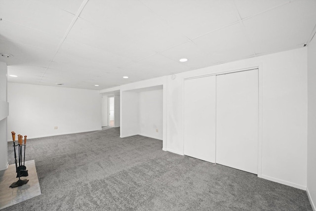 basement with carpet floors