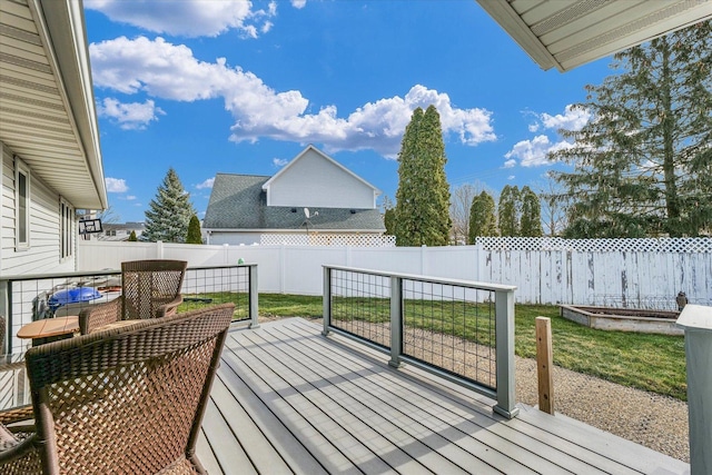 deck with a yard