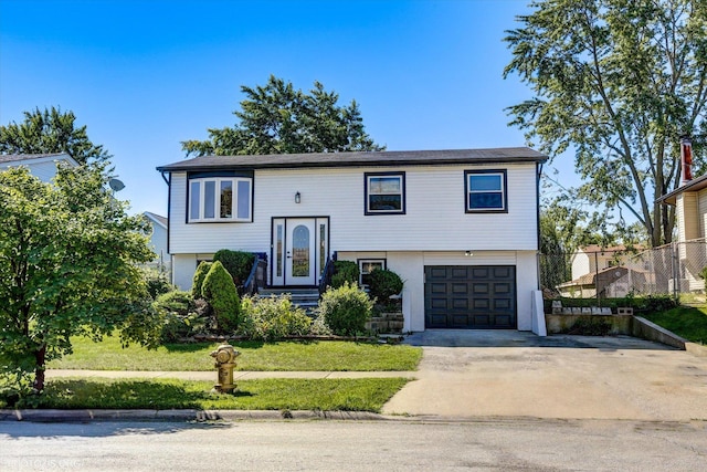 bi-level home with a garage