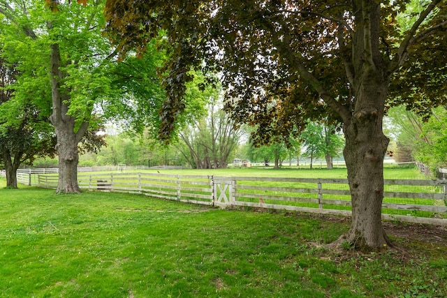 view of yard with a rural view