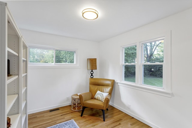 living area with light wood-type flooring