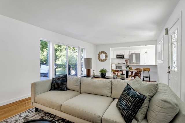 living room featuring light wood-type flooring