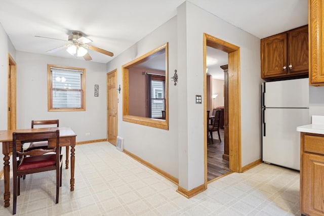 dining area featuring ceiling fan