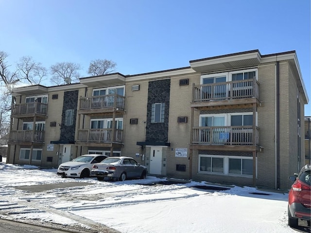 view of snow covered building