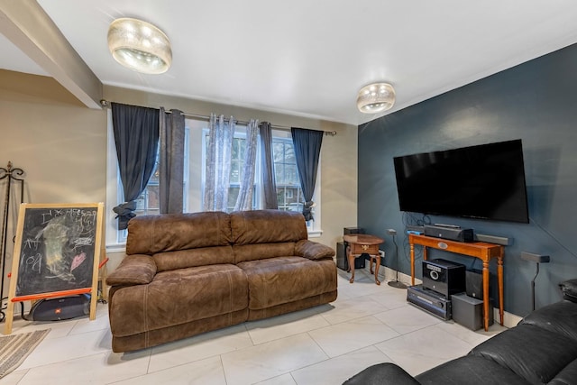 view of tiled living room