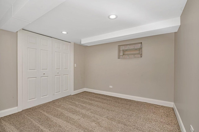 basement featuring carpet floors