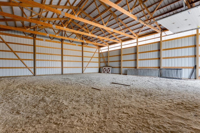 garage with metal wall