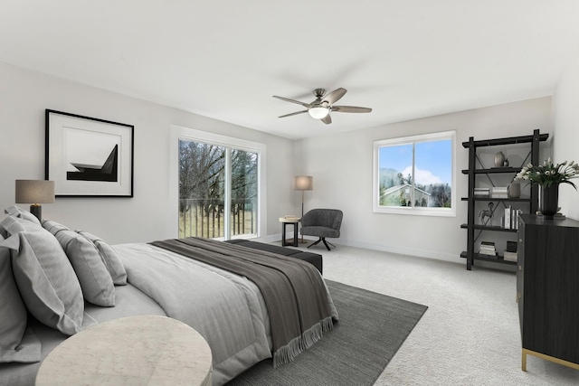 bedroom with carpet flooring and ceiling fan