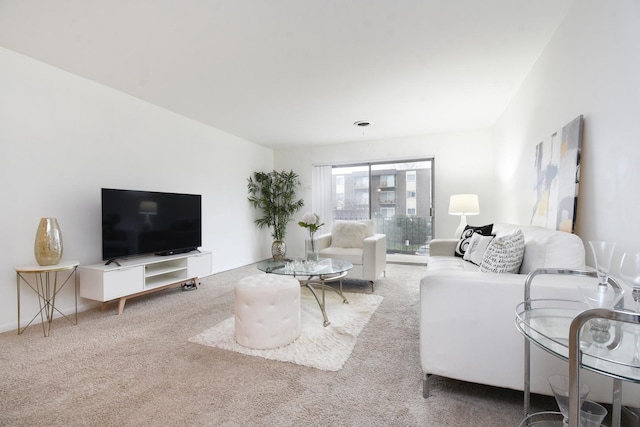 living room featuring carpet floors