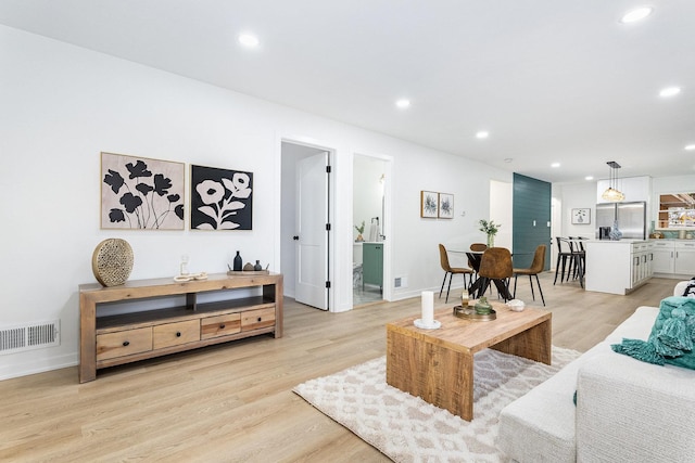 living room with light wood-type flooring