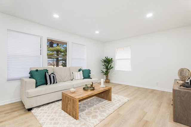 living room with light wood-type flooring