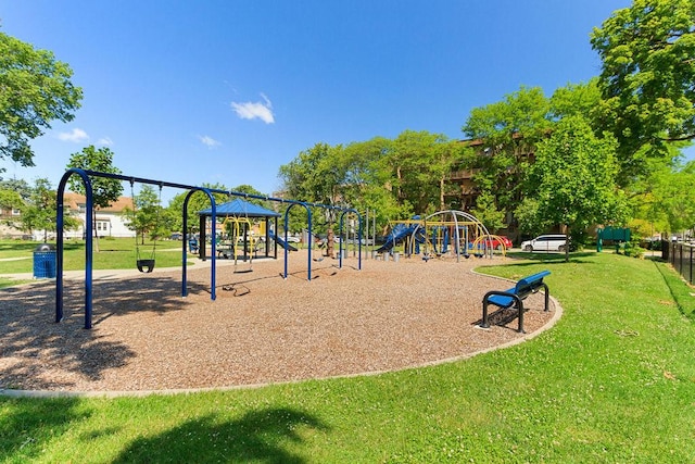 view of play area with a lawn