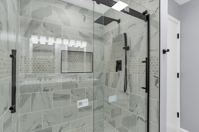 bathroom featuring a stall shower