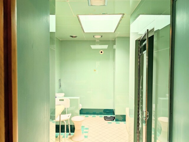 9018 S Oakley Ave, Chicago, IL 60643 - full bathroom with toilet, a stall shower, and tile patterned flooring