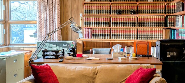 9018 S Oakley Ave, Chicago, IL 60643 - home office with wooden walls