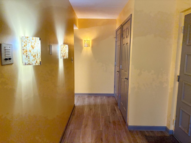 hallway featuring wood-type flooring