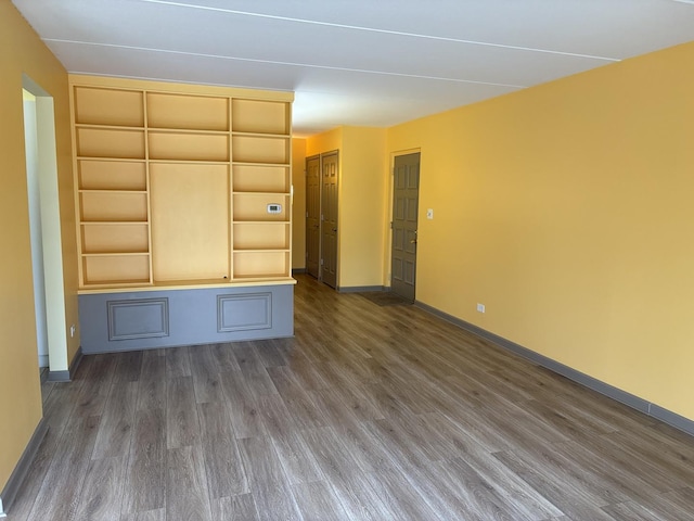 interior space with dark wood-type flooring