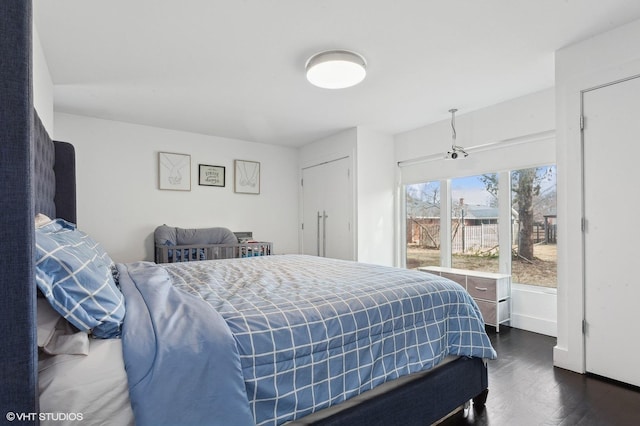 bedroom featuring dark hardwood / wood-style floors