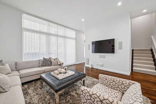 living room with wood-type flooring