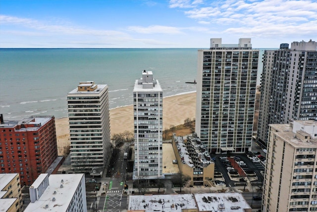 city view with a beach view and a water view