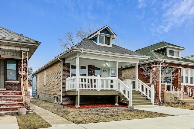 view of front facade featuring covered porch