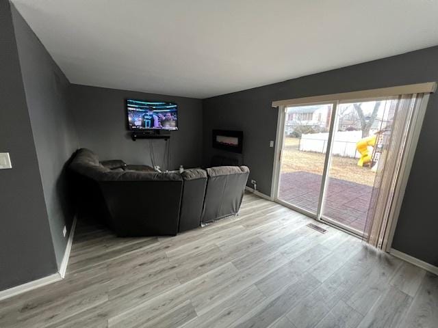 living room featuring light hardwood / wood-style floors