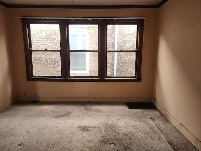 spare room featuring light colored carpet