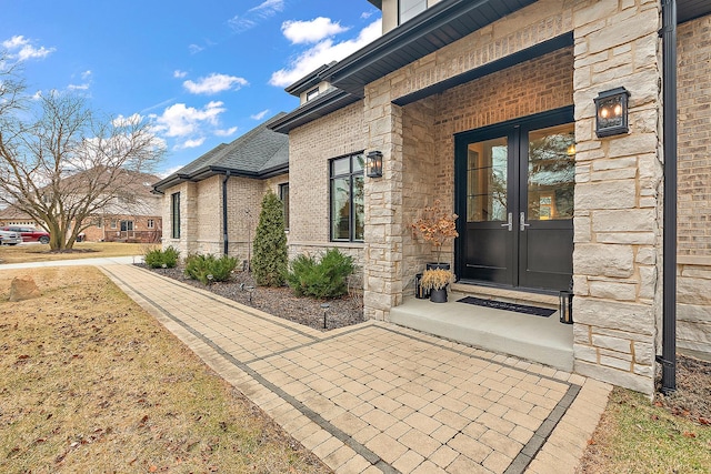 doorway to property with french doors