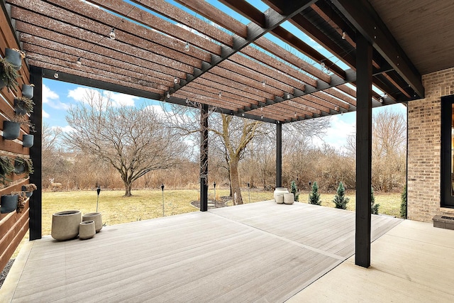 wooden terrace with a pergola