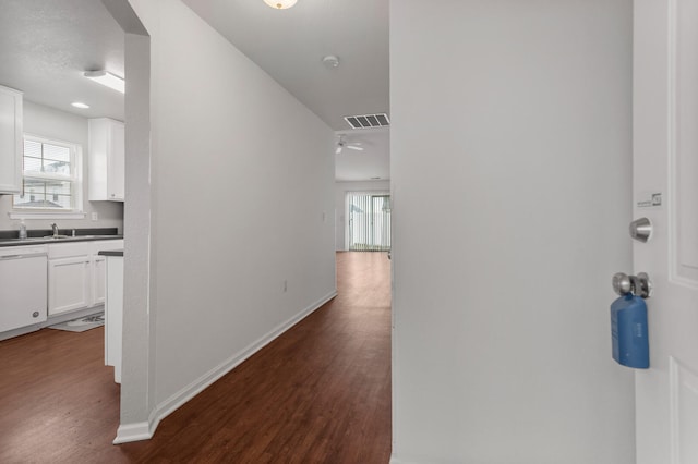 hall featuring dark hardwood / wood-style flooring