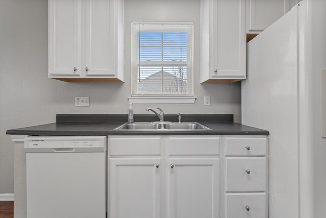 kitchen featuring sink, white cabinets, and dishwasher
