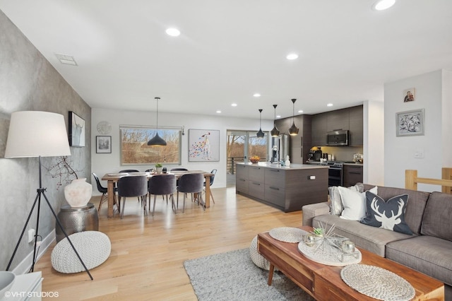 living room featuring light hardwood / wood-style flooring