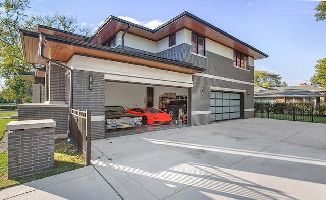 6505 N Knox Ave, Lincolnwood, IL 60645 - exterior space with driveway, an attached garage, fence, and brick siding