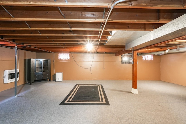 basement with heating unit