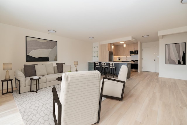 living room featuring light hardwood / wood-style flooring