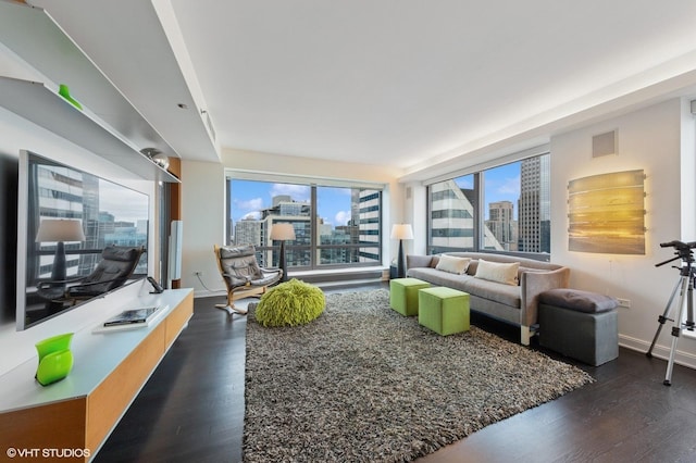130 N Garland Ct Unit 4101, Chicago, IL 60602 - living area featuring a city view and dark wood-type flooring