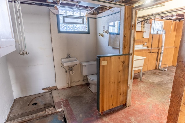 basement featuring a sink