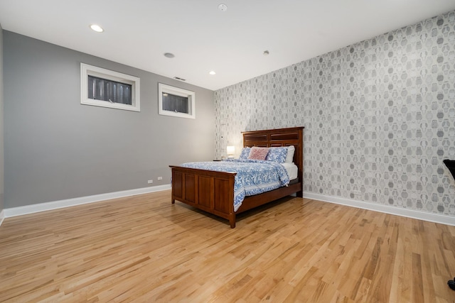 unfurnished bedroom with light hardwood / wood-style flooring