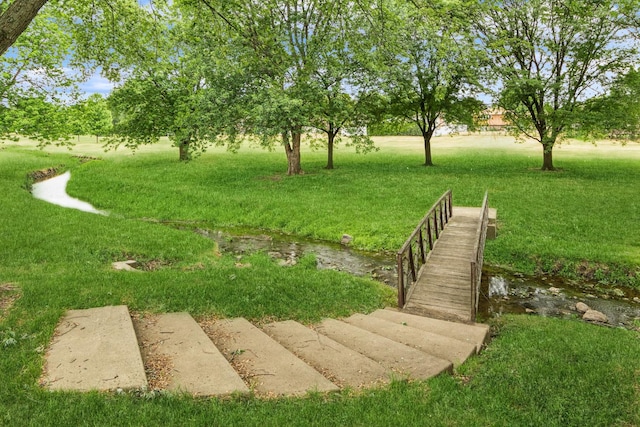 view of community featuring a lawn