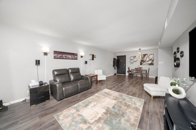 living room with wood-type flooring