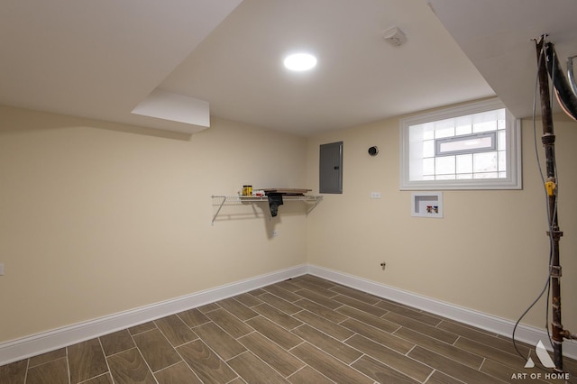 laundry area with hookup for a washing machine and electric panel