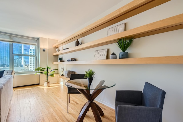 sitting room with light wood-type flooring