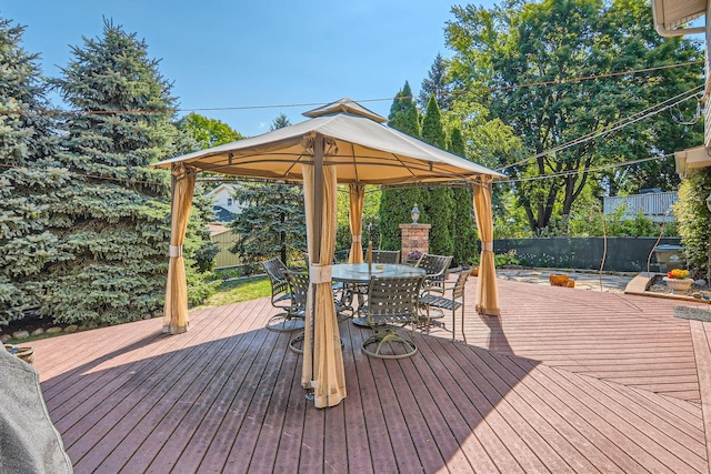 wooden deck with a gazebo