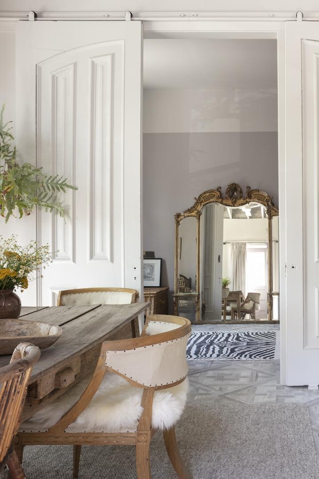 sitting room featuring parquet floors