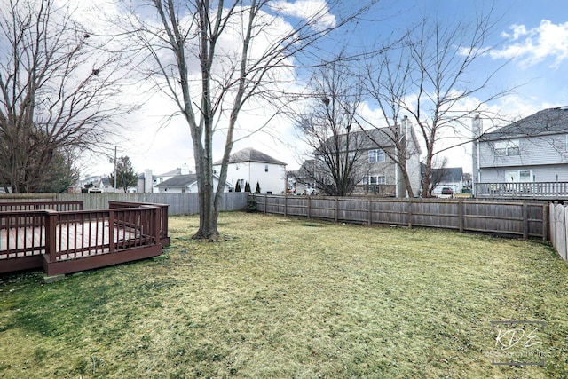 view of yard with a wooden deck