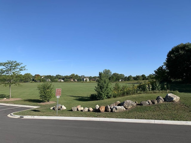 view of property's community with a lawn