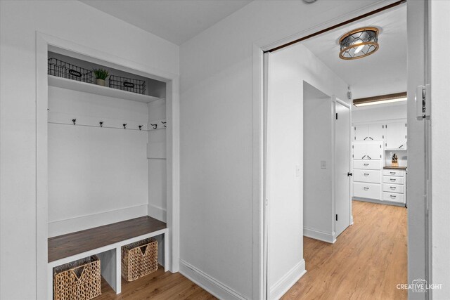 mudroom featuring light wood-type flooring