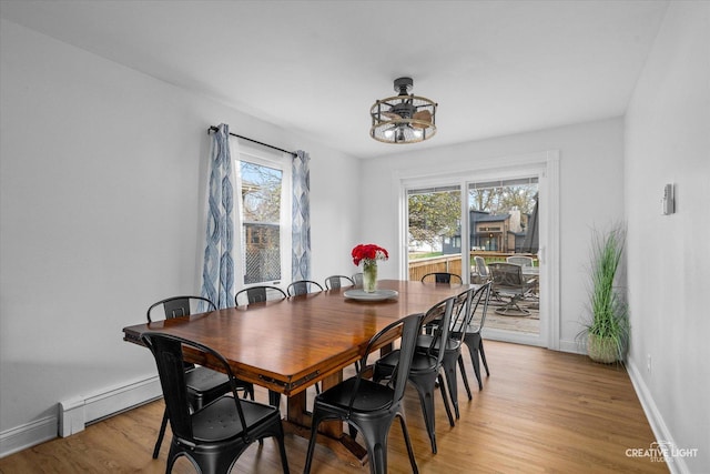 dining area with light hardwood / wood-style floors