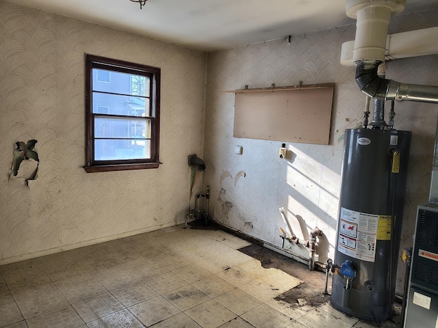 utility room with water heater